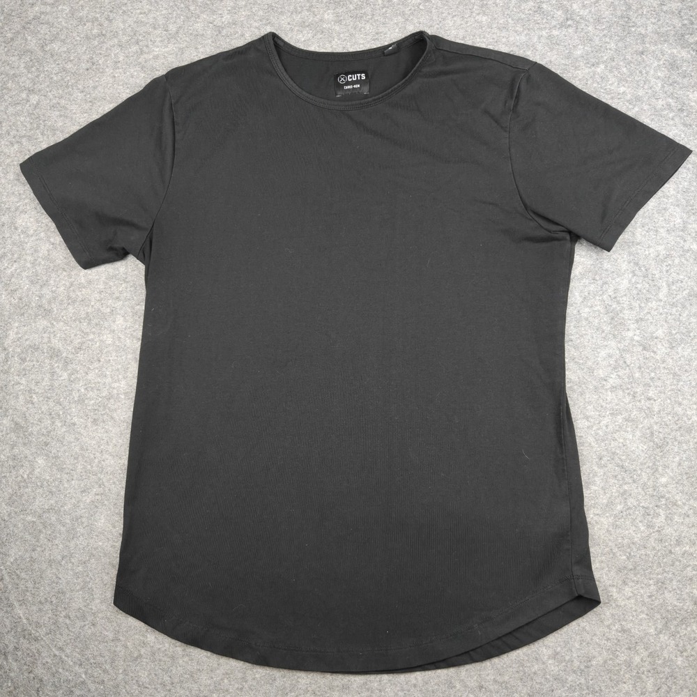 CUTS Clothing Curve Hem T Shirt Men's XL Black Solid Athleisure Minimalist